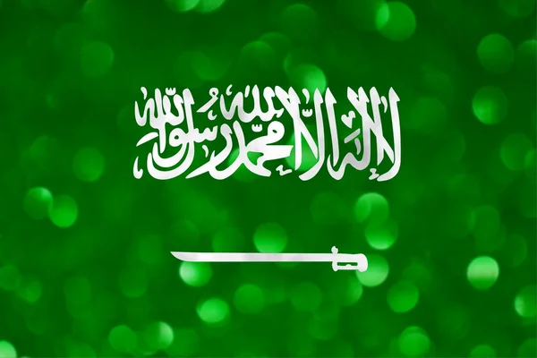 The National flag of Saudi Arabia made of bright and abstract blurred backgrounds with shimmering glitter — Stock Photo, Image