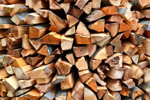 Gros tas de billes et de blocs de bois de chauffage — Photo