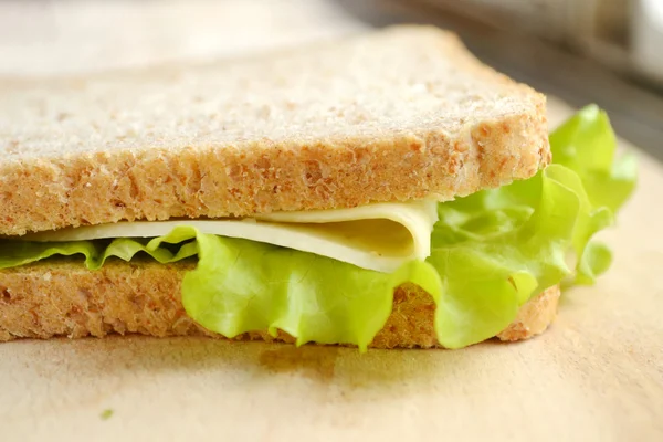 Big vegetarian sandwith with cheese and lettuce salad — Stock Photo, Image