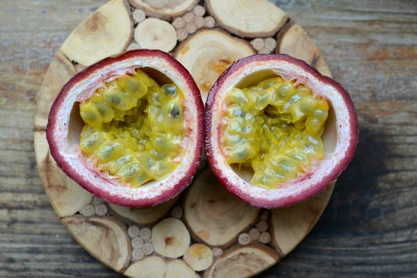 Exotic passionfruit on a wooden table — Stock Photo, Image