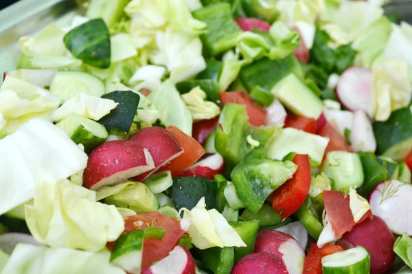 Ensalada vegetariana sabrosa con tomates y pepino — Foto de Stock