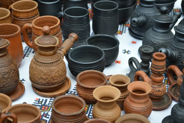 Lots of handmade clay pots — Stock Photo, Image