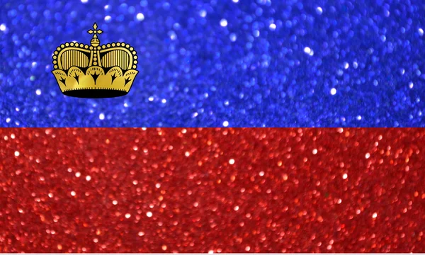 La bandera nacional de Liechtenstein hecha de fondos borrosos brillantes y abstractos con brillo brillante —  Fotos de Stock