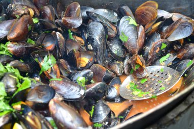 Maydanoz ile pişmiş lezzetli midye