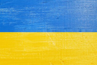 Gerçekten eski ağaçtan Ukrayna Ulusal sarı ve mavi bayrak