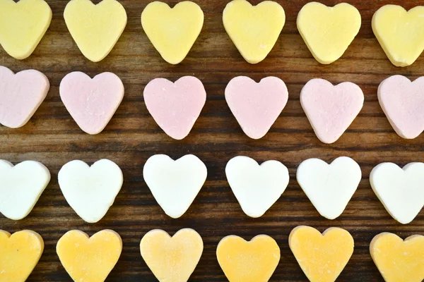 Small cute heart candies of different colours — Stock Photo, Image