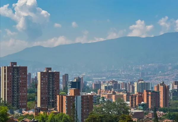 Luftaufnahme Von Häusern Und Gebäuden Der Stadt Medellin Poblado Nachbarschaft Stockfoto