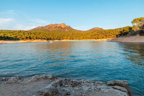 Calma Paz Sossego Reservatório San Juan Madrid Durante Pôr Sol — Fotografia de Stock