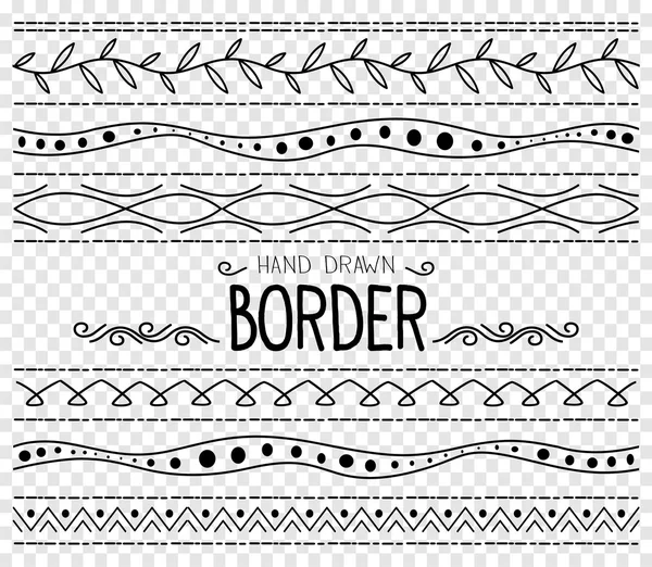 Hand drawn vector line border set and scribble design element — Stock Vector