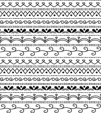 Elle çizilmiş vektör çizgi kenarlık set ve karalama öğesi tasarım