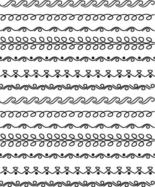 Hand drawn vector line border set and scribble design element — Stock Vector