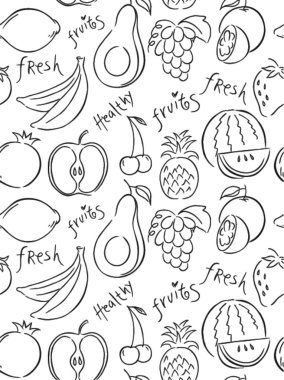 Vektör meyve deseni. Meyveler pürüzsüz arkaplan