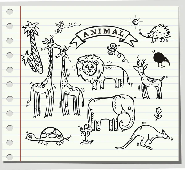 Милый зоопарк в векторе с разными животными — стоковый вектор