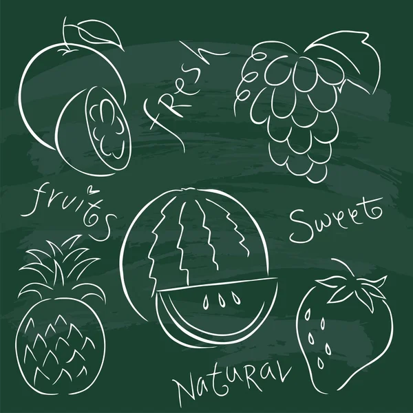 Ensemble d'icônes vectorielles de fruits. Illustration vectorielle  . — Image vectorielle