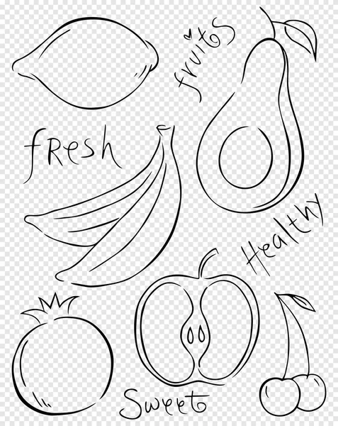 Set of vector icons of fruit . Vector illustration . — Stock Vector