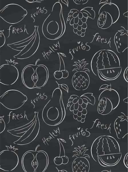Modèle de fruits vectoriels. Fruits fond sans couture — Image vectorielle