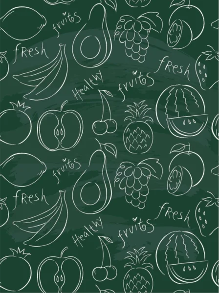 Modèle de fruits vectoriels. Fruits fond sans couture — Image vectorielle