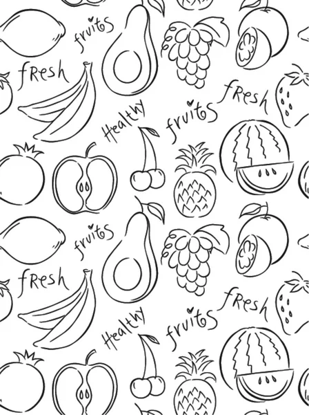Vektör meyve deseni. Meyveler pürüzsüz arkaplan