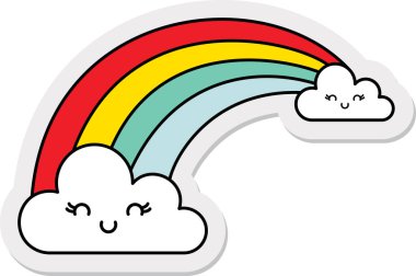 Gülen bulutlu gökkuşağı, vektör illüstrasyonu.