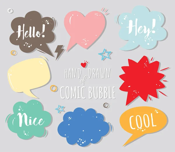 Komikus Beszédbuborékok Gyűjteménye Képregény Beszéd Buborékok Doodle Set — Stock Vector