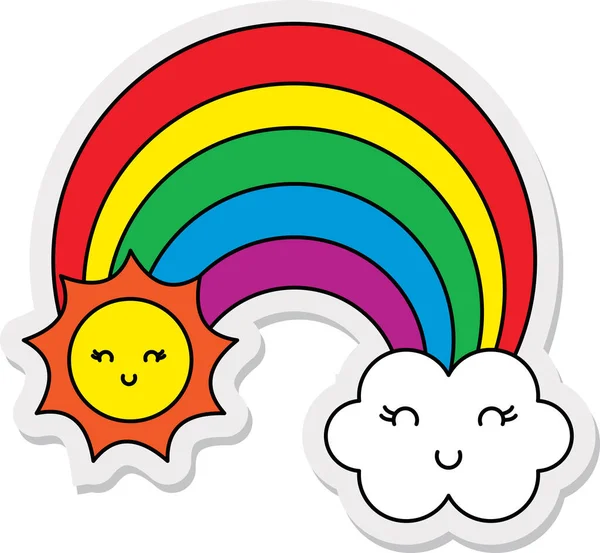 Arco Iris Con Nubes Sonrientes Vector Ilustración — Archivo Imágenes Vectoriales