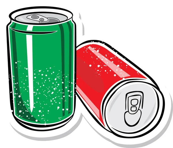 Two Red Green Aluminum Can — Stock Vector