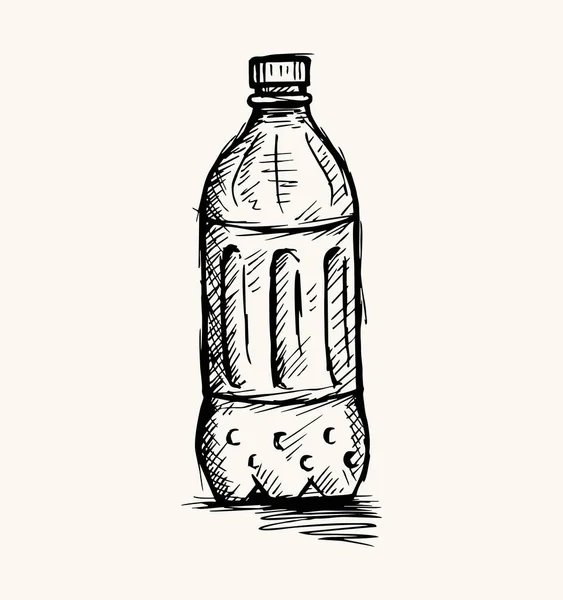 Vector Single Doodle Kleine Plastikflasche Wasser — Stockvektor