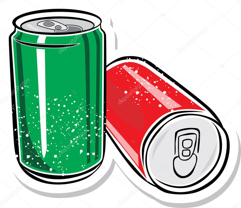 Two Red and green  Aluminum Can