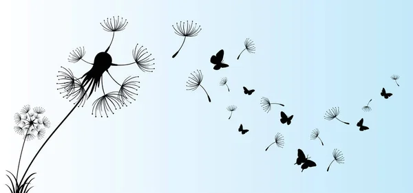 蒲公英与飞行的种子 从散乱的轮廓中分离出矢量装饰元素 — 图库矢量图片