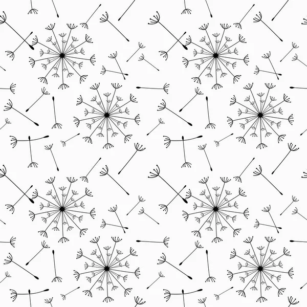 Fundo Sem Costura Dente Leão Voo Dente Leão Sementes Voam — Vetor de Stock