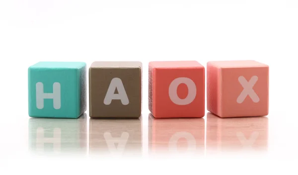 Cubes Each Letter Written Word Hoax — Stock Photo, Image