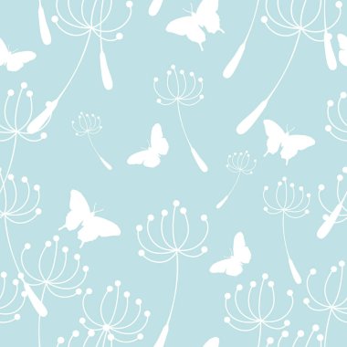 Kusursuz kelebek ve karahindiba deseni, vektör illüstrasyonu