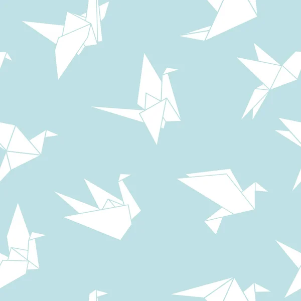 Vector Naadloos Patroon Met Origami Papieren Vogels Patroon Voor Stof — Stockvector
