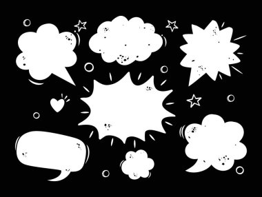 Yarım tonlu gölgeli komik kabarcıklar ve elementler. Çizgi roman penceresi boş bulut, boşluk metni