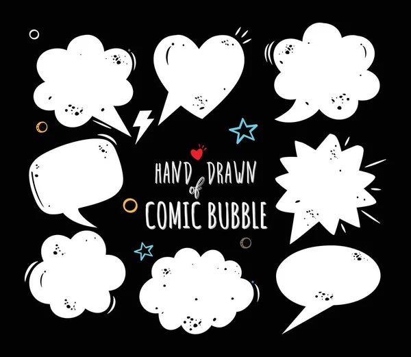 一组带有半色调阴影的滑稽泡泡和元素 漫画对话空云 — 图库矢量图片