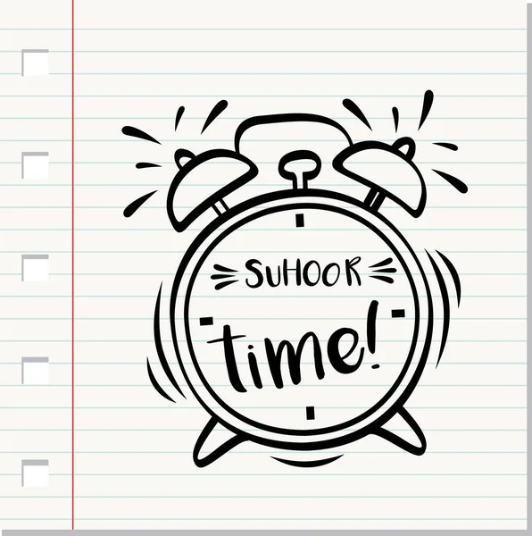 Wake Inscription Alarm Clock Hand Drawn Vector Grunge Illustration Isolated — Stock Vector