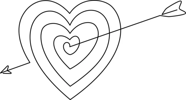 Continuous Line Drawing Heart Black White Vector Minimalist Illustration Love — Stock Vector