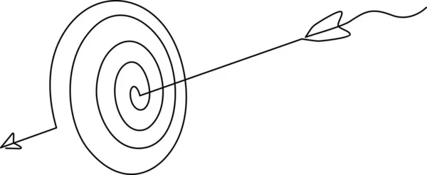 Dibujo Continuo Una Línea Flecha Círculo Objetivo — Vector de stock