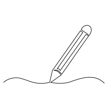 Kesintisiz çizim. Bir kalem beyaz arkaplanda tek bir siyah çizgi tarafından çizilir. Vektör illüstrasyonu