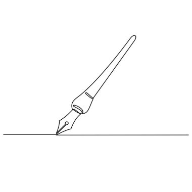 Kesintisiz çizim. Kalem beyaz arkaplandaki tek bir siyah çizgi tarafından çizilir. Vektör illüstrasyonu