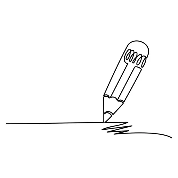 Dessin Ligne Continue Crayon Est Dessiné Par Une Seule Ligne — Image vectorielle