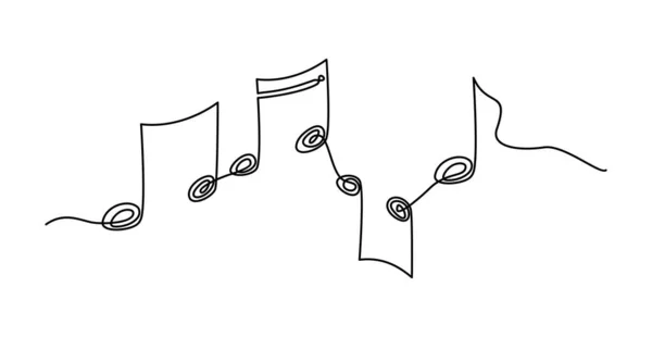 Línea Continua Notas Musicales Dibujadas Mano Ilustración Vectorial — Vector de stock