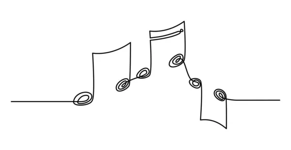 Linea Continua Note Musicali Disegnate Mano Illustrazione Vettoriale — Vettoriale Stock