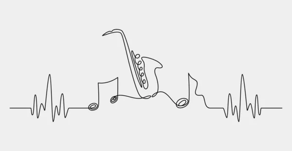 Línea Continua Notas Musicales Dibujadas Mano Ilustración Vectorial — Vector de stock
