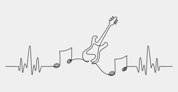 Línea Continua Notas Musicales Dibujadas Mano Ilustración Vectorial — Vector de stock