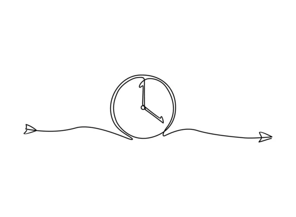 Однократный Непрерывный Рисунок Часов — стоковый вектор