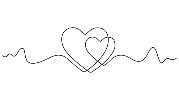 Continuous One Line Drawing Heart Isolated White Background Vector Illustration — Stock Vector