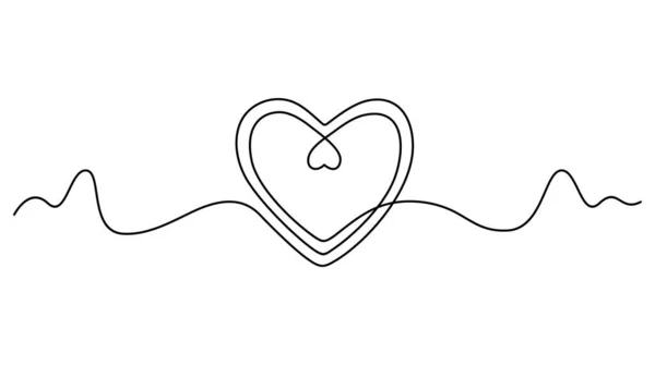 Continuous One Line Drawing Heart Isolated White Background Vector Illustration — Stock Vector