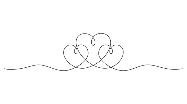 白の背景に隔離された心の連続した1つの線画 ベクターイラスト — ストックベクタ
