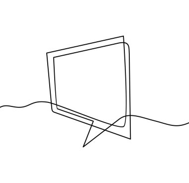 Konuşma baloncuğunun aralıksız çizimi. Tek çizgiden oluşan vektör illüstrasyonu